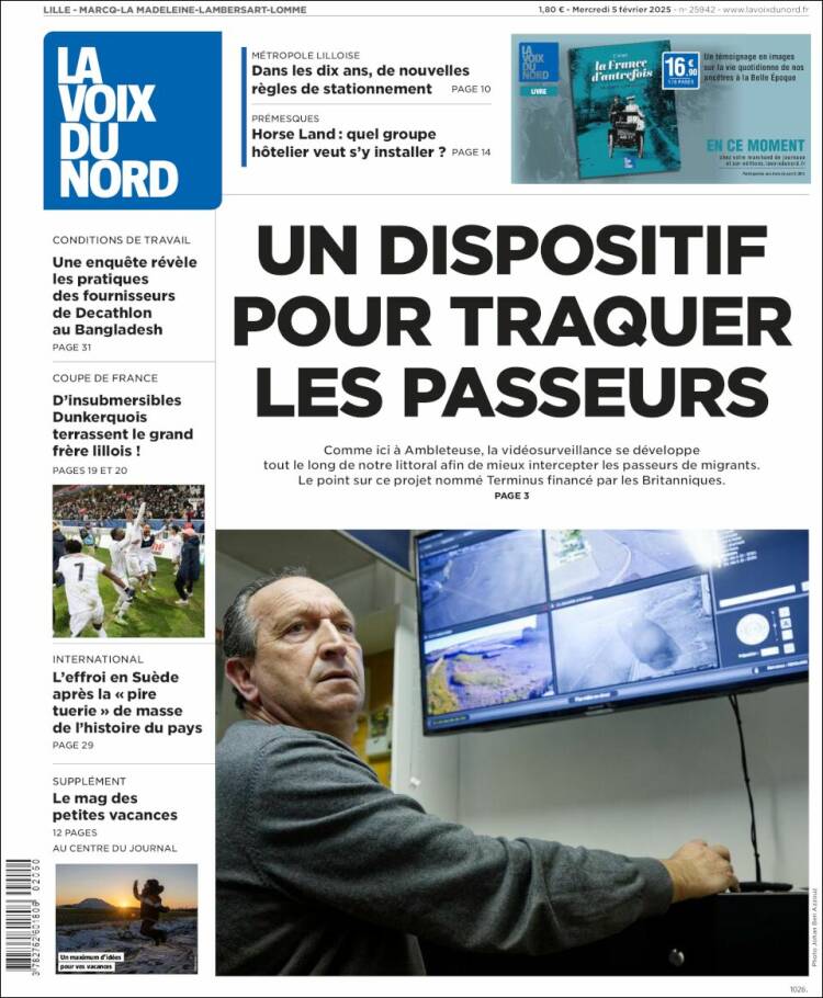 Portada de La Voix du Nord (Francia)