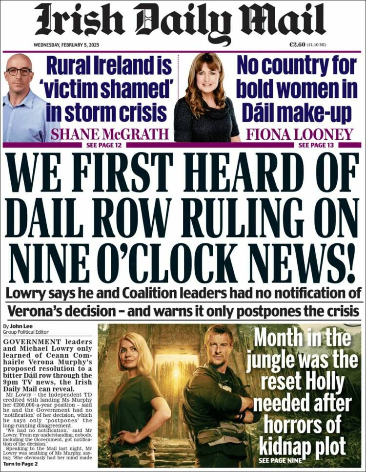 Portada de Irish Daily Mail (Irlanda)