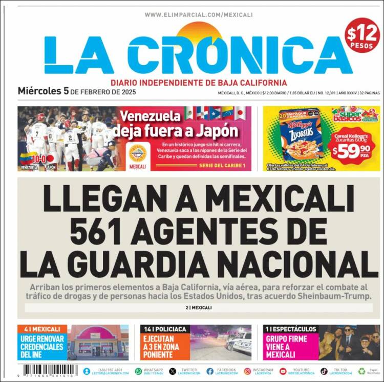 Portada de La Crónica de Baja California (México)