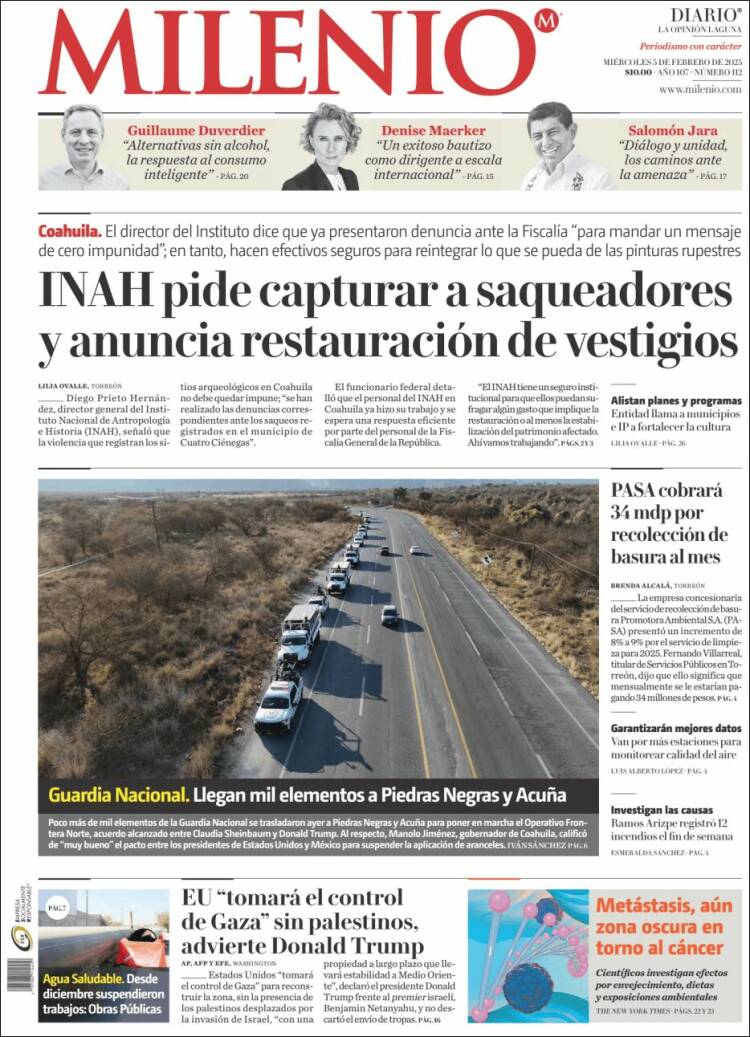 Portada de Milenio - Laguna (México)