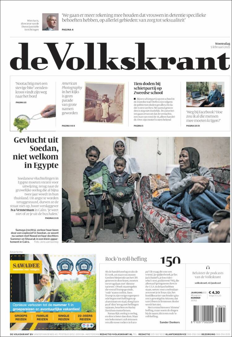Portada de De Volkskrant (Pa&iacute;ses Bajos)
