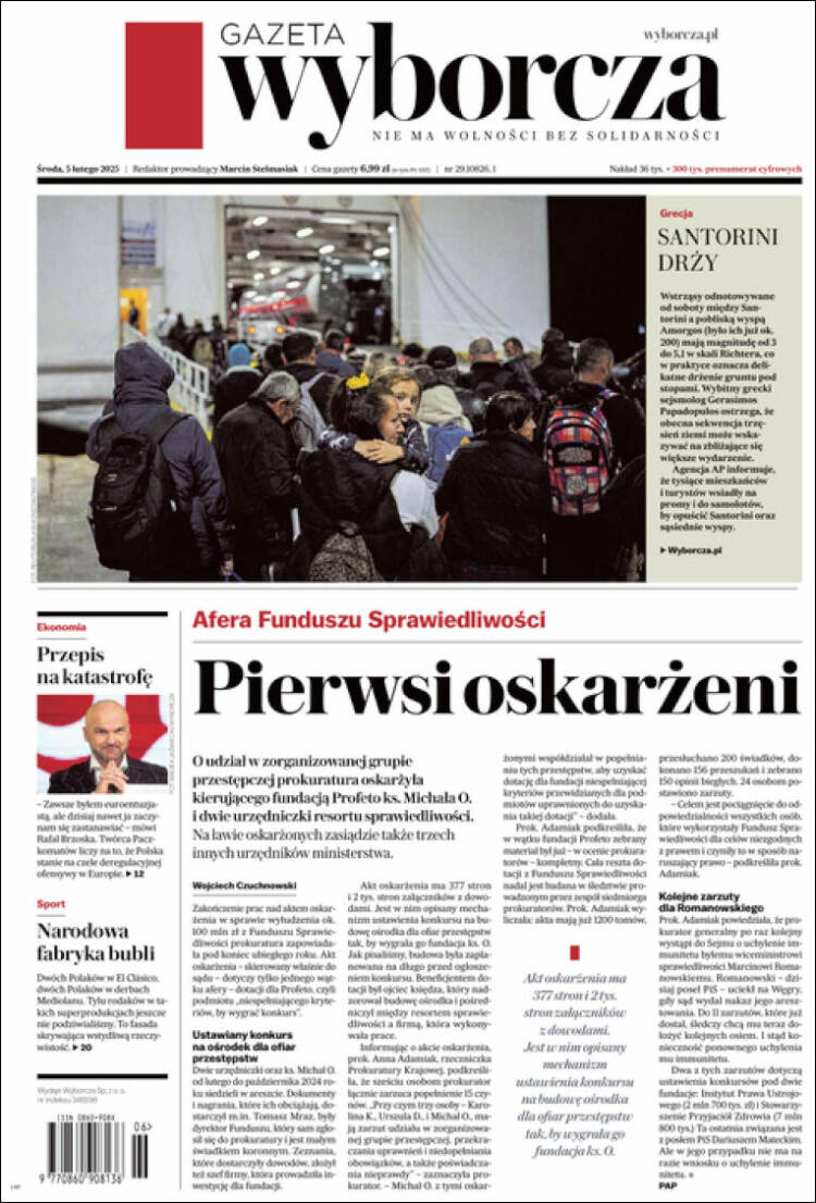 Portada de Gazeta Wyborcza (Polonia)