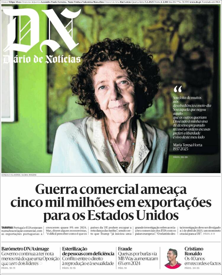 Portada de Diário de Noticias (Portugal)