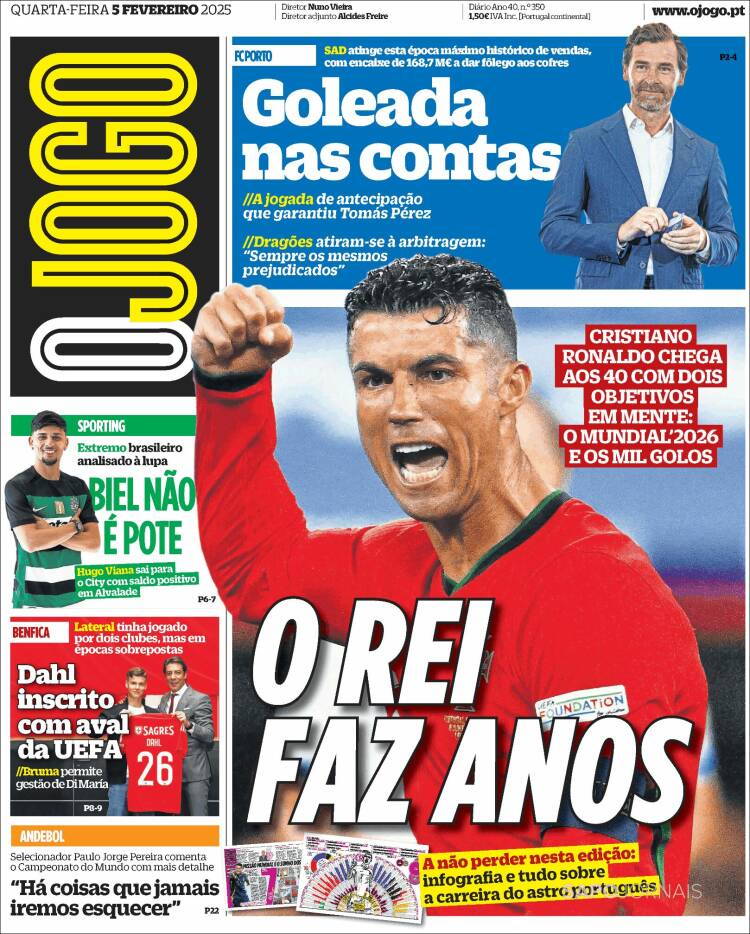 Portada de O Jogo (Portugal)