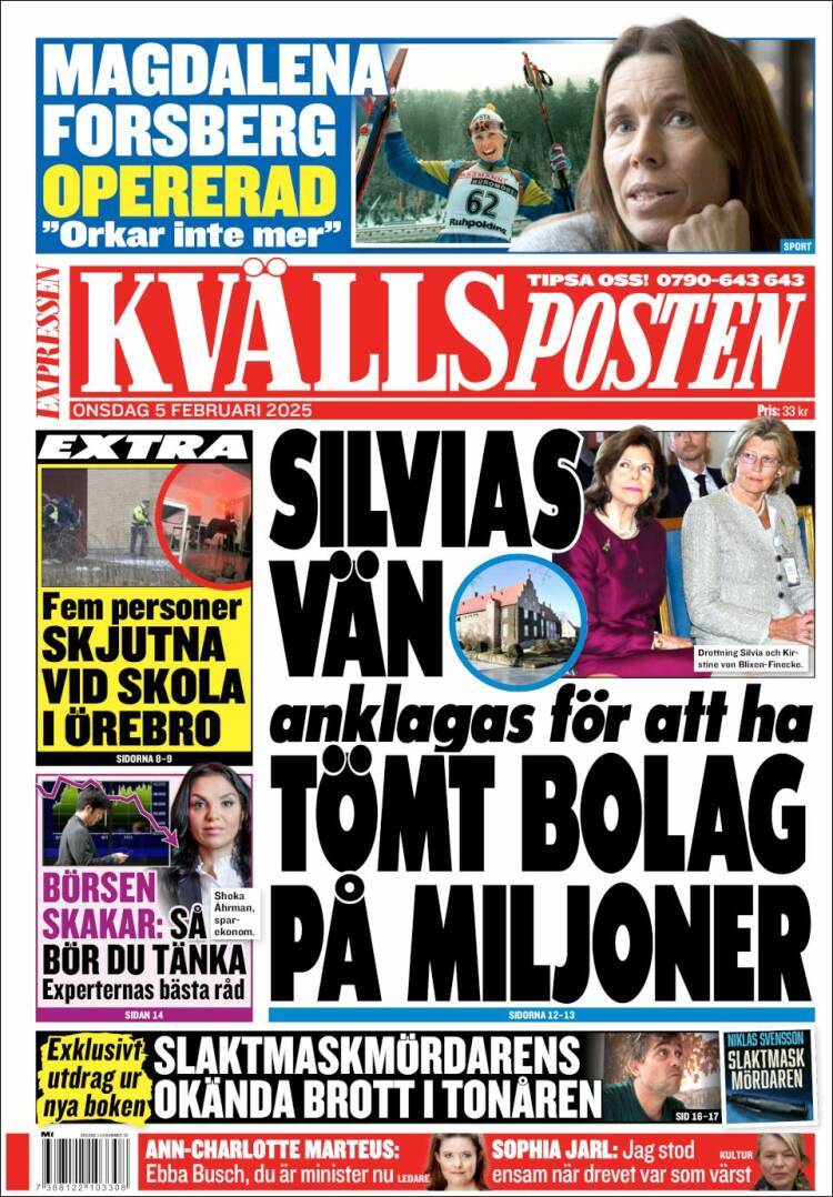 Portada de Kvällsposten (Suecia)