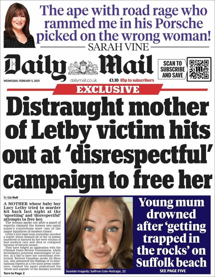Portada de Daily Mail (Reino Unido)