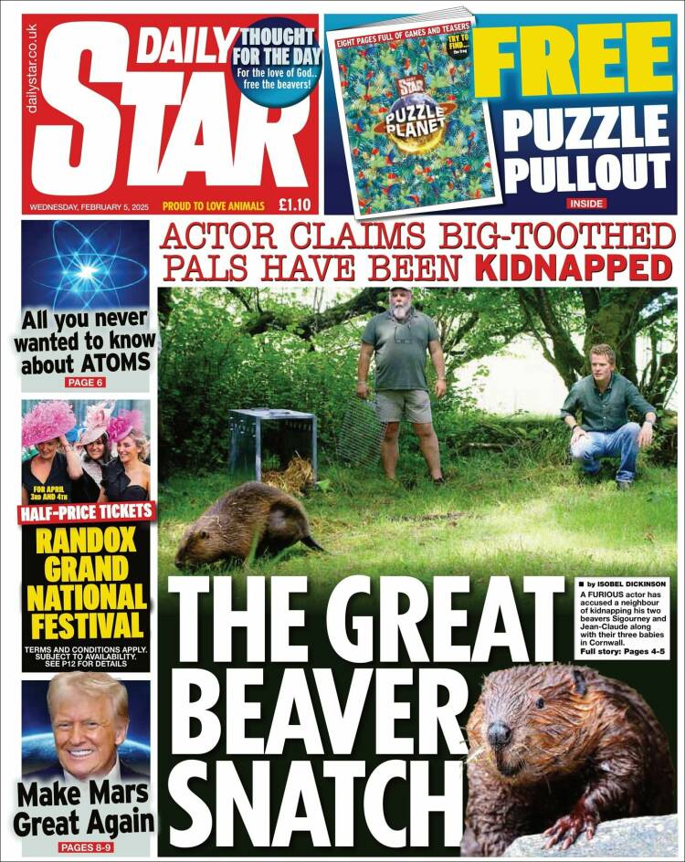 Portada de Daily Star (Reino Unido)