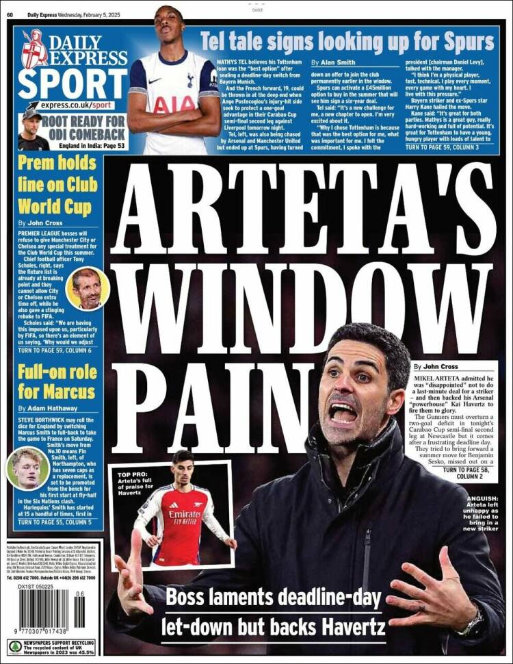 Portada de Express Sport (Reino Unido)