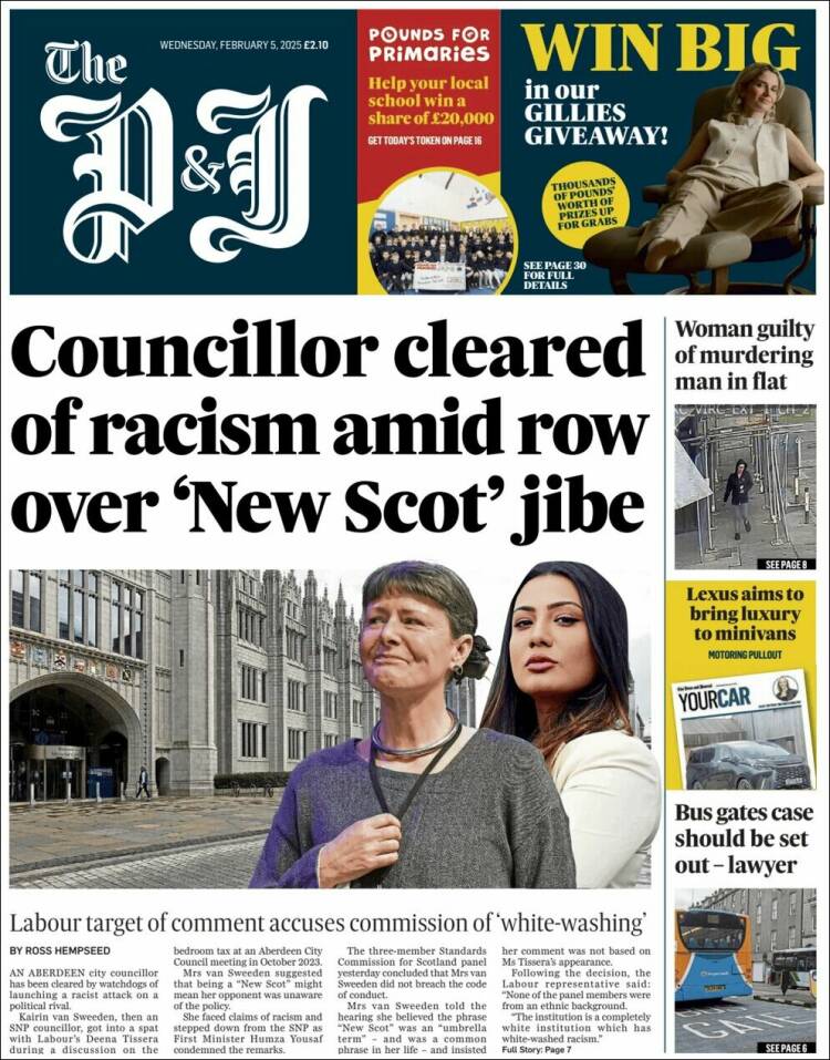 Portada de The Press and Journal (Reino Unido)