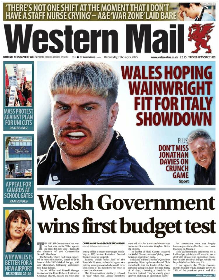 Portada de Western Mail (Reino Unido)