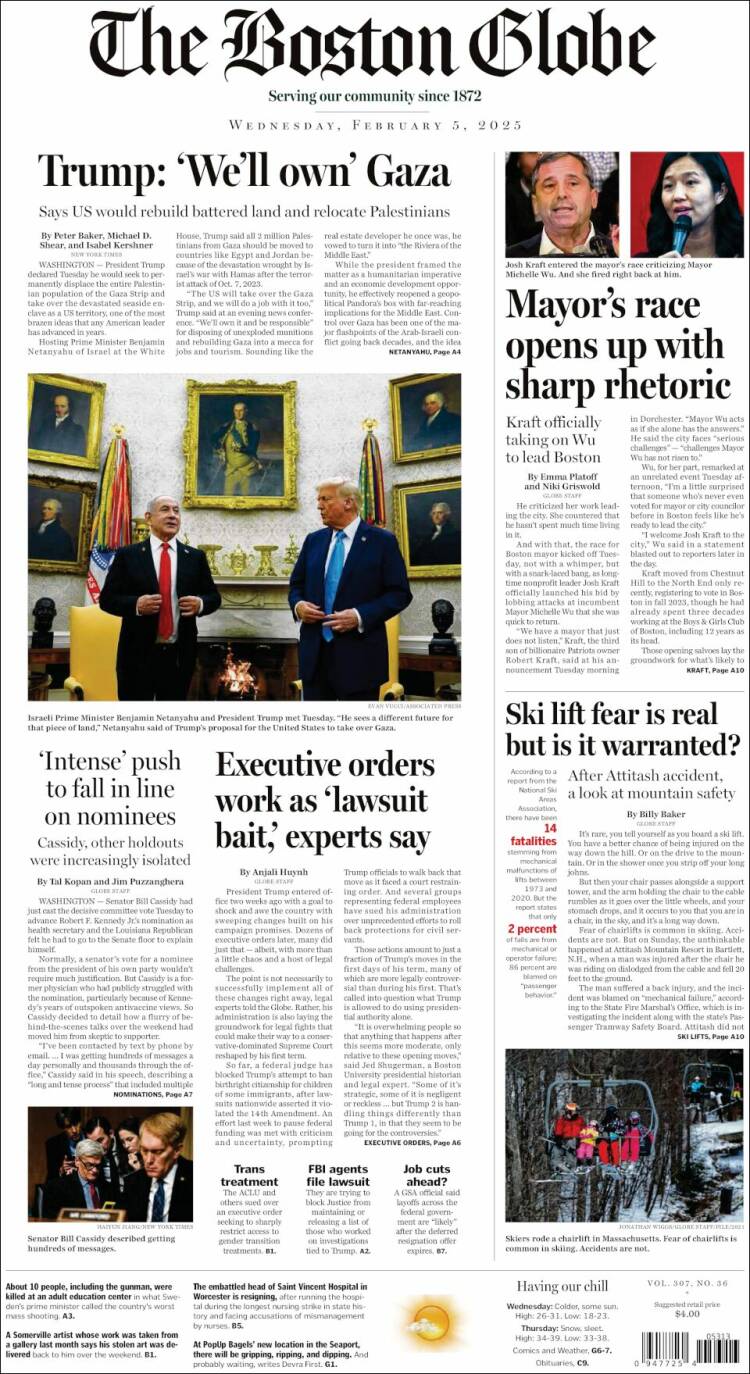 Portada de Boston Globe (USA)