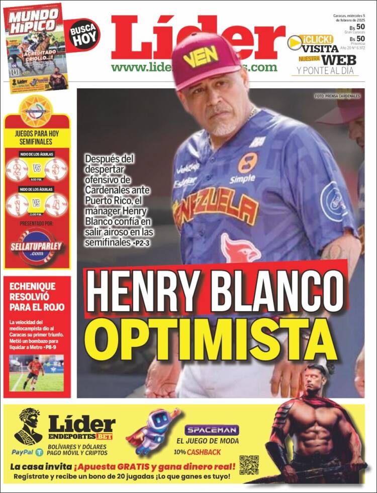 Portada de Lider en deportes (Venezuela)