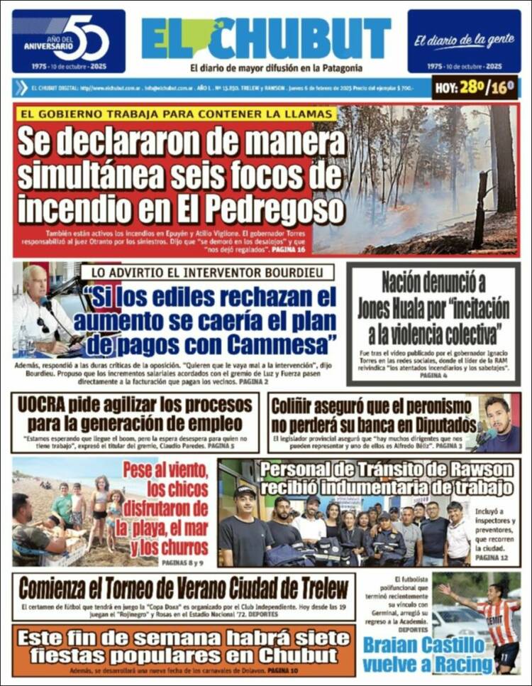 Portada de El Chubut (Argentina)