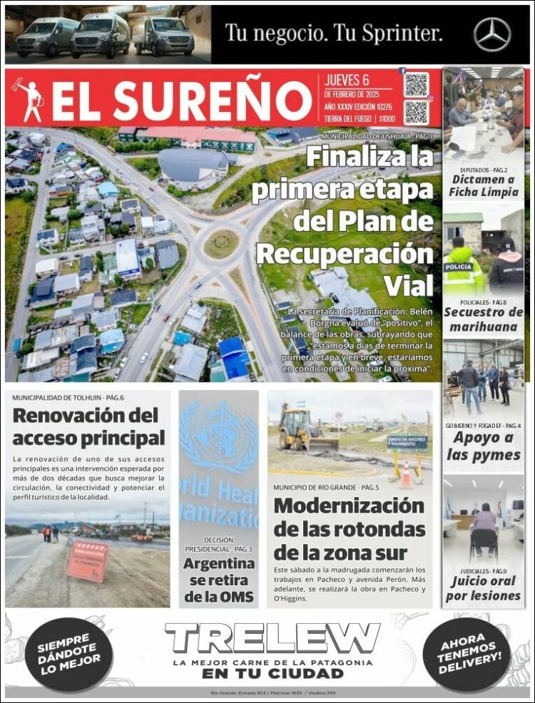 Portada de Diario El Sureño (Argentina)