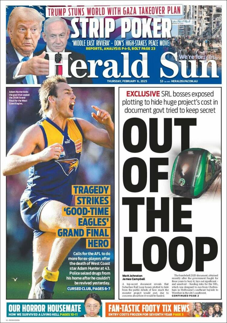 Portada de Herald Sun (Australia)