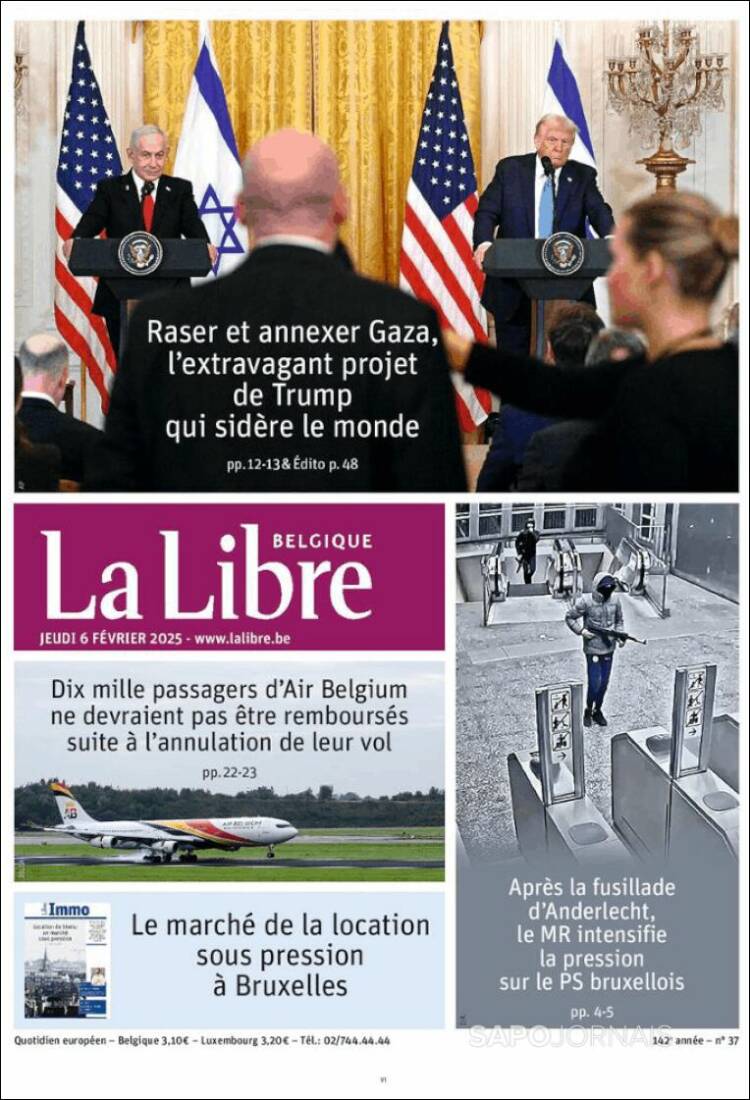 Portada de La Libre.be (B&eacute;lgica)