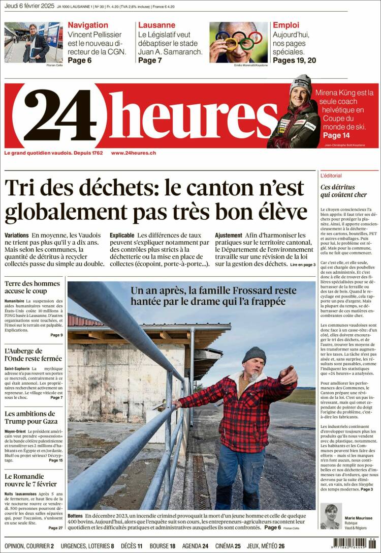 Portada de 24 Heures (Suiza)