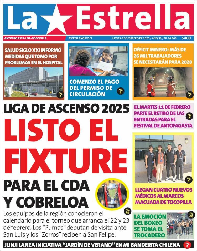 Portada de La Estrella de Tocopilla (Chile)