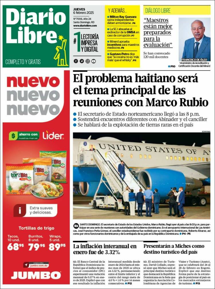 Portada de Diario Libre (R. Dominicana)