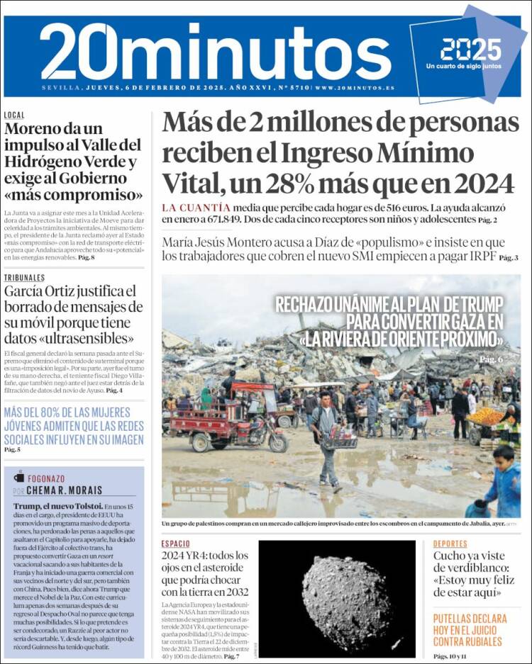 Portada de 20 Minutos - Sevilla (España)