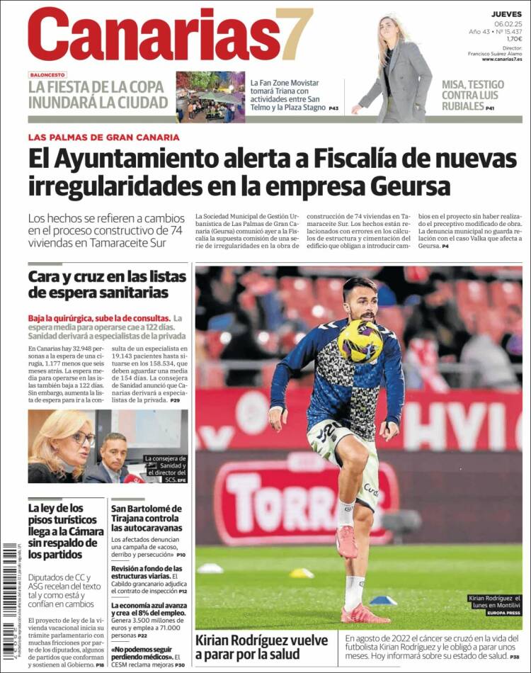 Portada de Canarias 7 (España)
