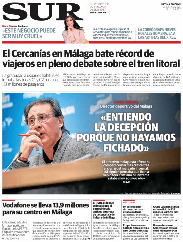 Portada de Diario el Sur (España)