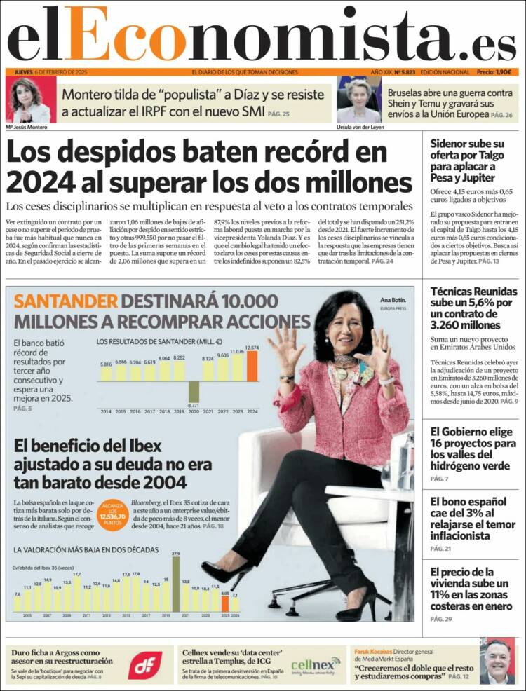 Portada de El Economista (España)