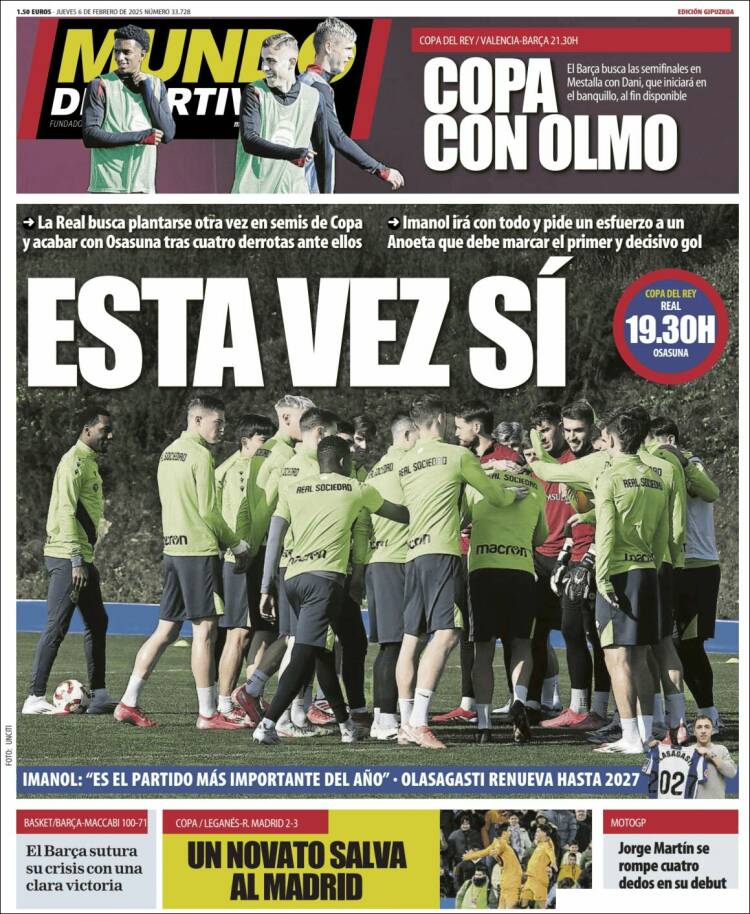 Portada de Mundo Deportivo Gipuzkoa (España)