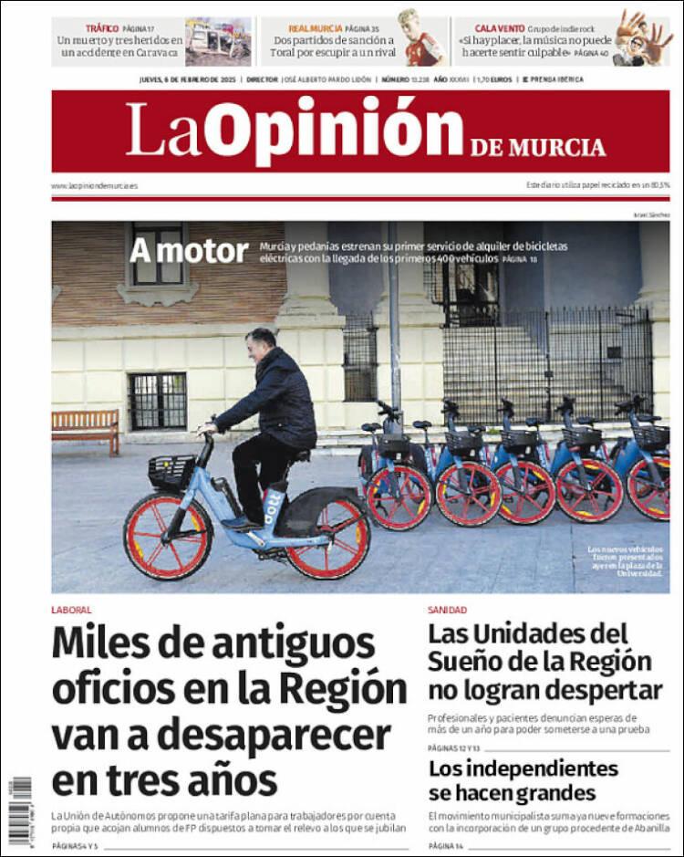 Portada de La Opinión de Murcia (España)