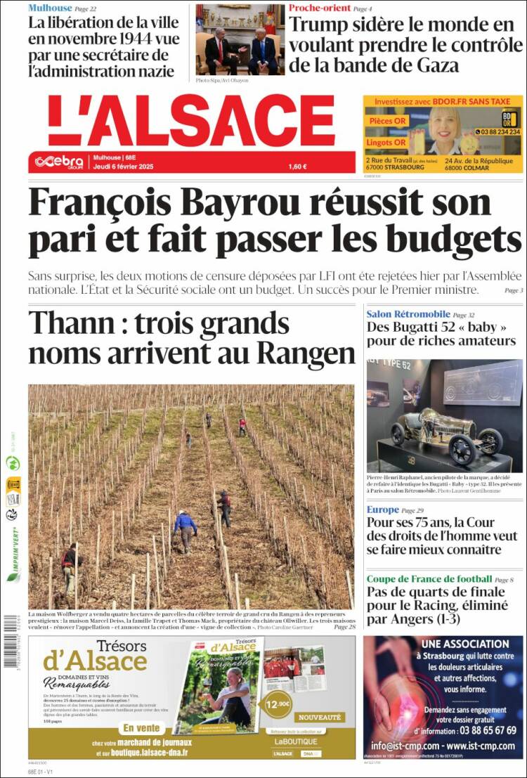 Portada de Journal L'Alsace (Francia)