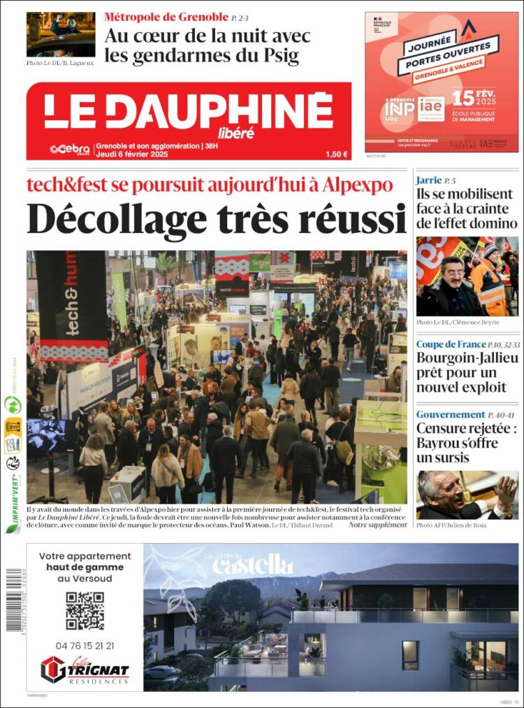 Portada de Le Dauphiné Libéré (Francia)