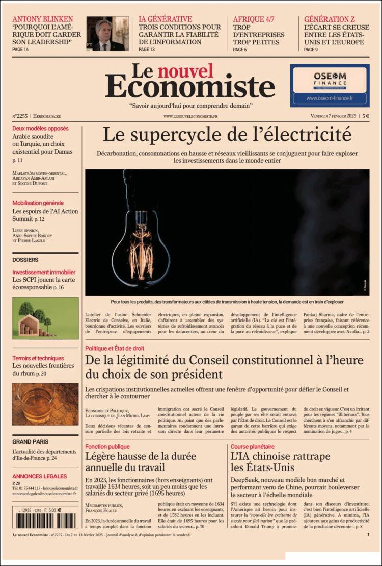 Portada de Le nouvel Economiste (Francia)
