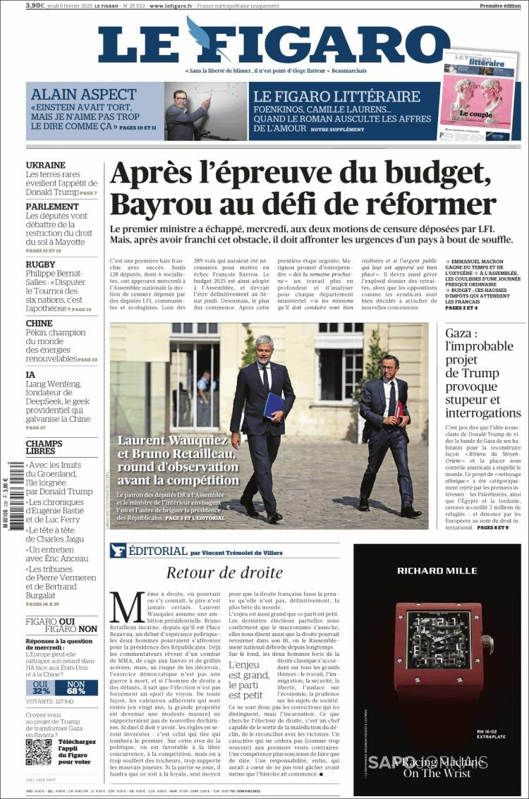 Portada de Le Figaro (Francia)