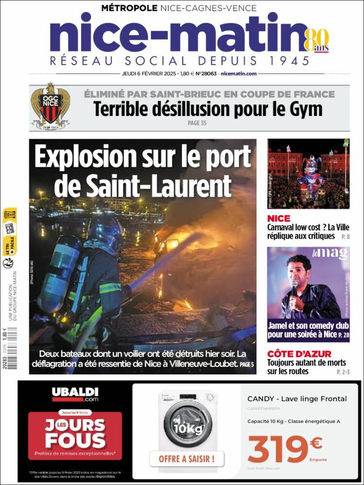 Portada de Nice-Matin (Francia)