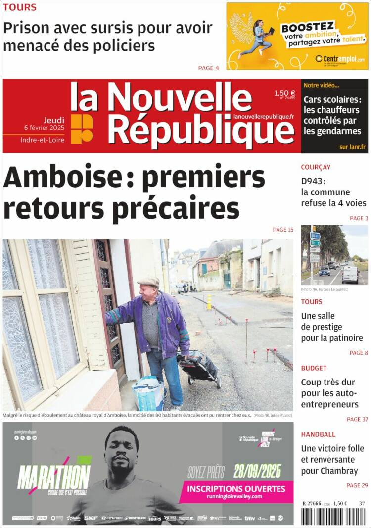 Portada de La Nouvelle Republique (Francia)