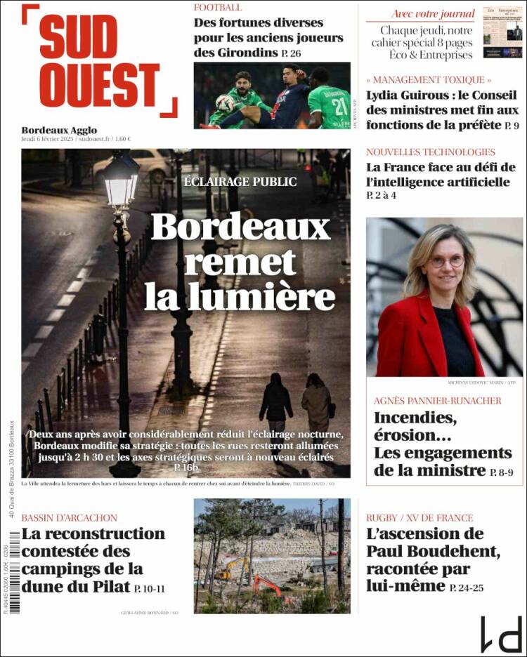 Portada de Sud Ouest (Francia)