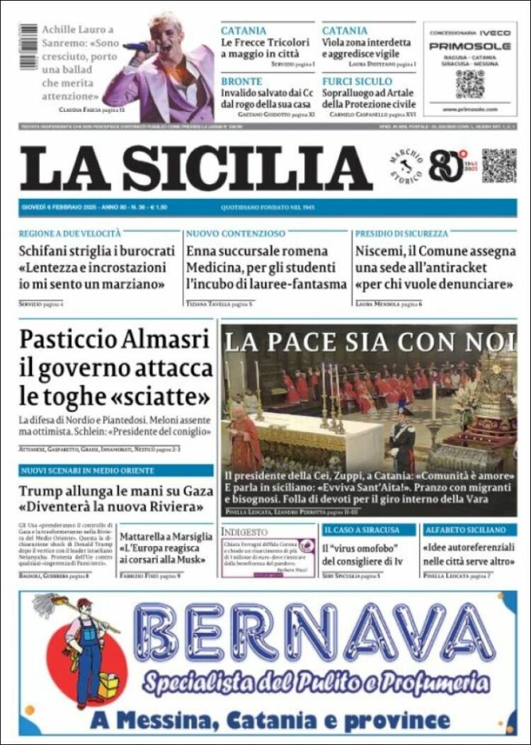Portada de La Sicilia (Italia)