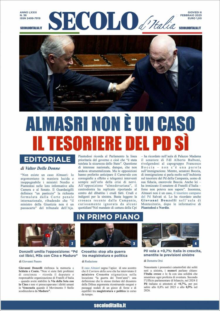 Portada de Secolo d'Italia (Italia)
