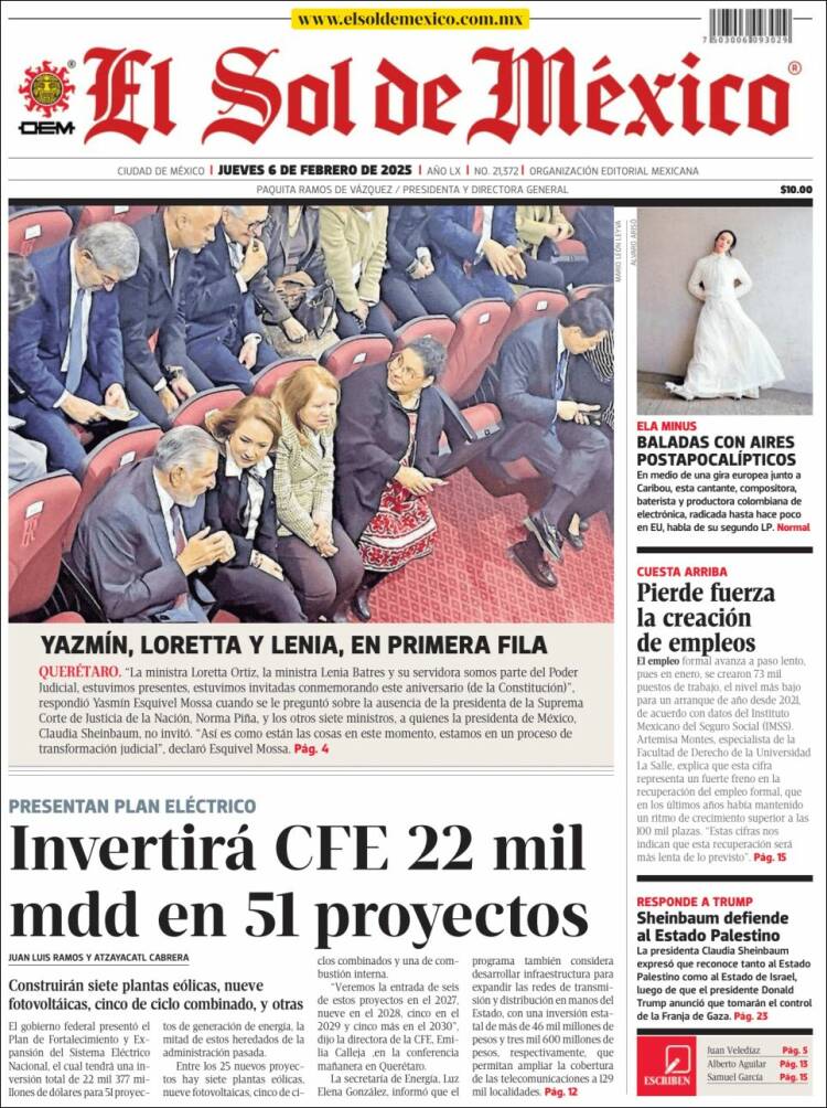 Portada de El Sol de México (Mexique)