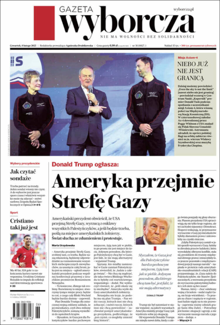 Portada de Gazeta Wyborcza (Polonia)