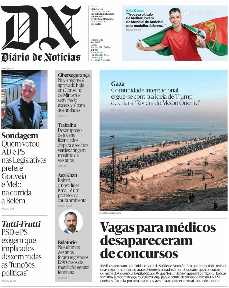 Portada de Diário de Noticias (Portugal)