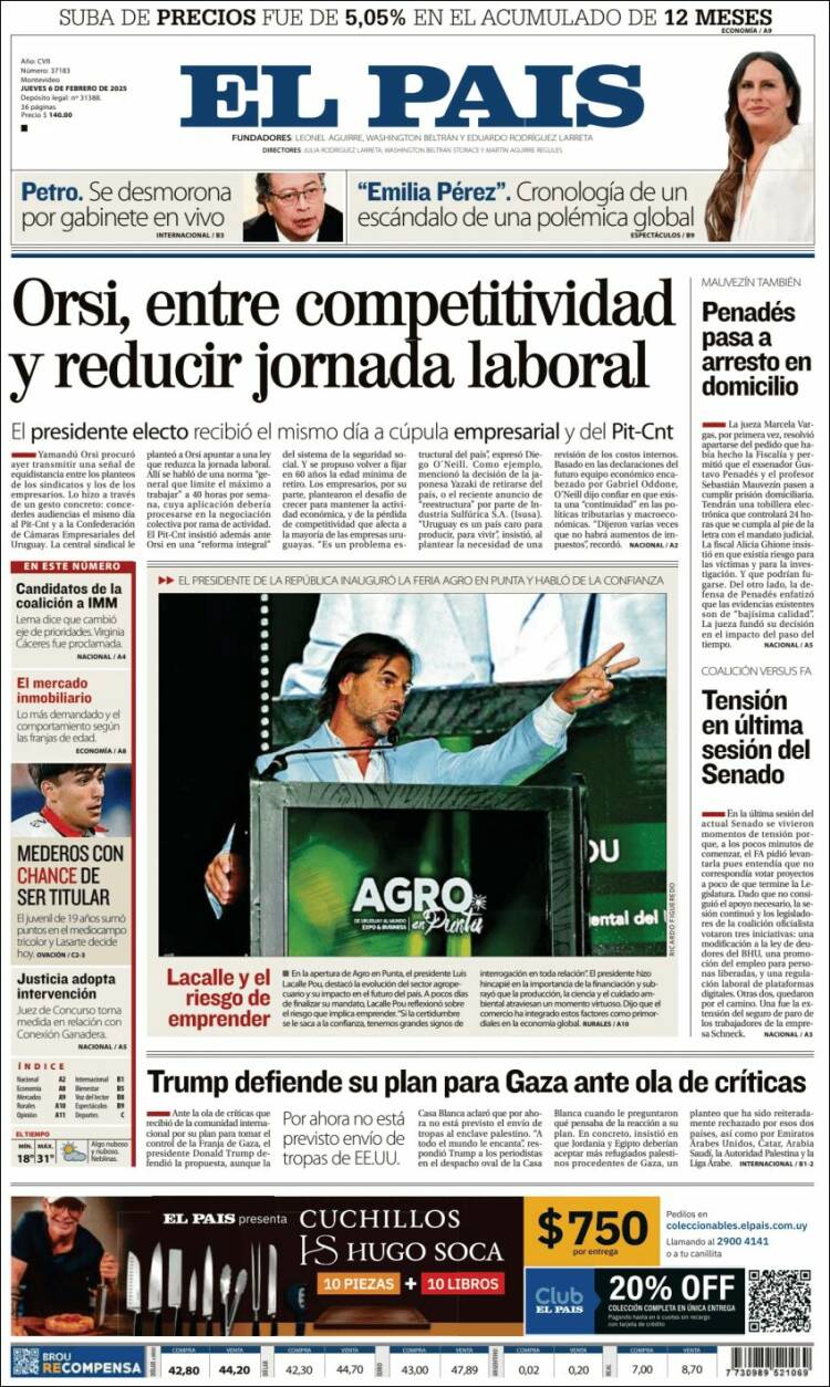 Portada de El País (Uruguay)