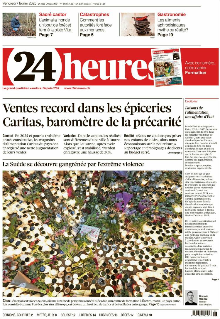 Portada de 24 Heures (Suiza)