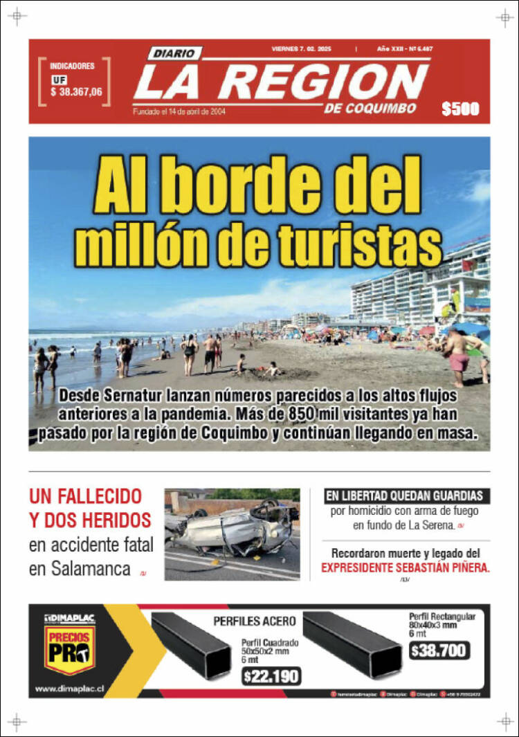 Portada de Diario La Región de Coquimbo (Chile)