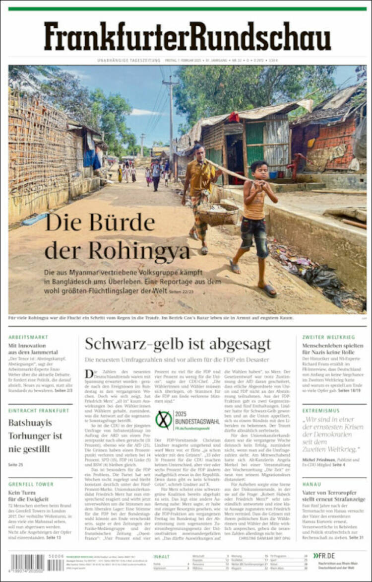 Portada de Frankfurter Rundschau (Alemania)