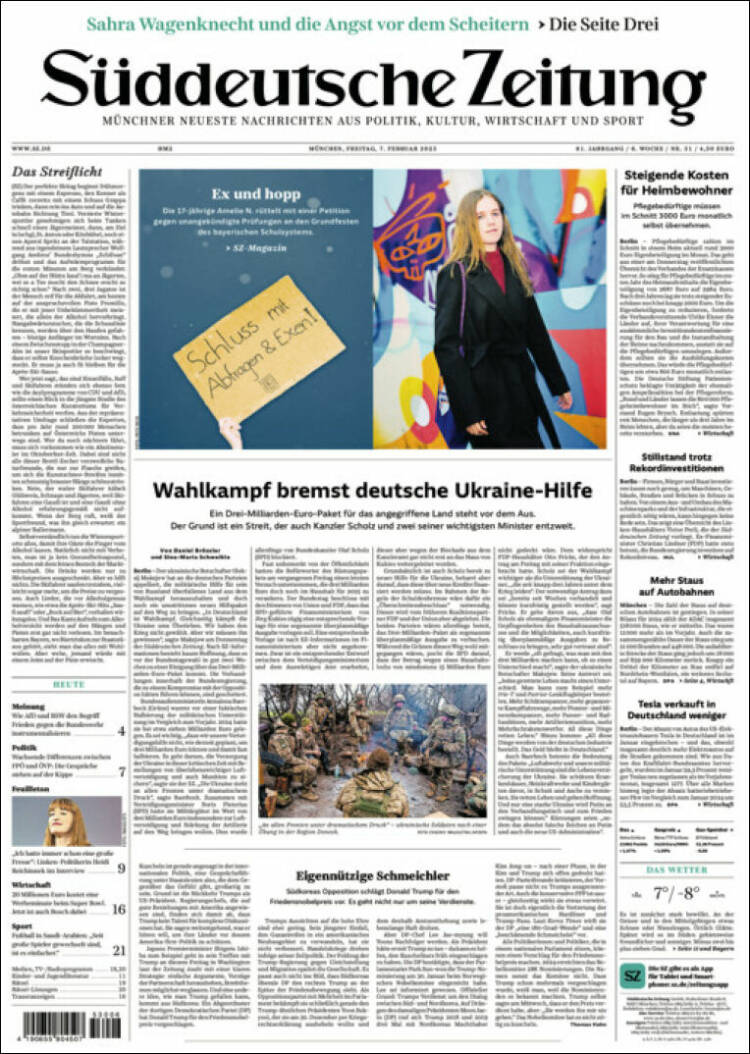 Portada de Sueddeutsche (Alemania)