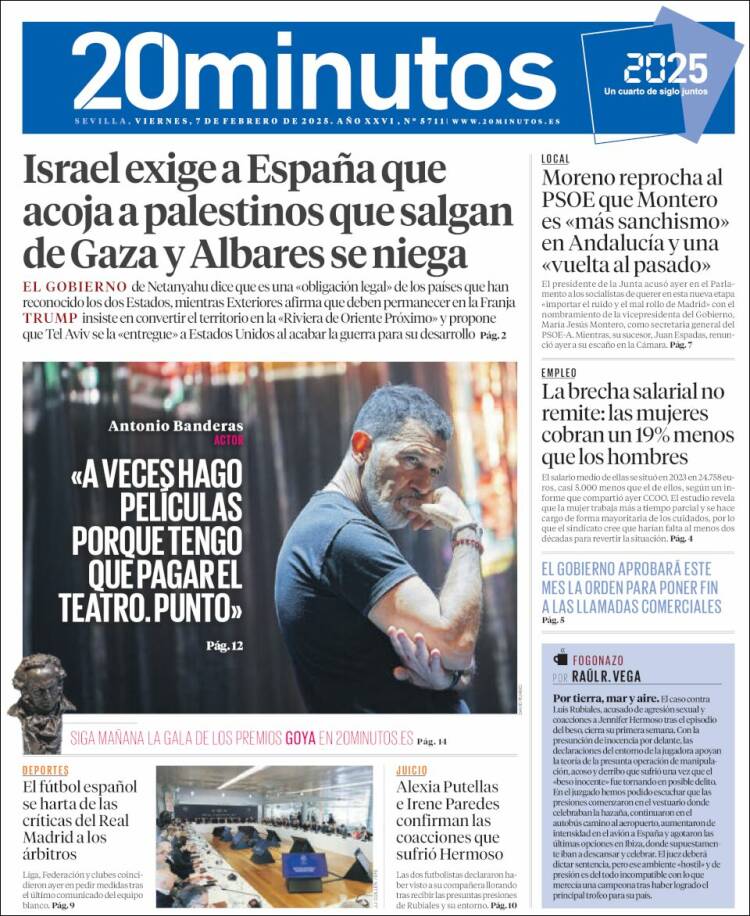 Portada de 20 Minutos - Sevilla (España)