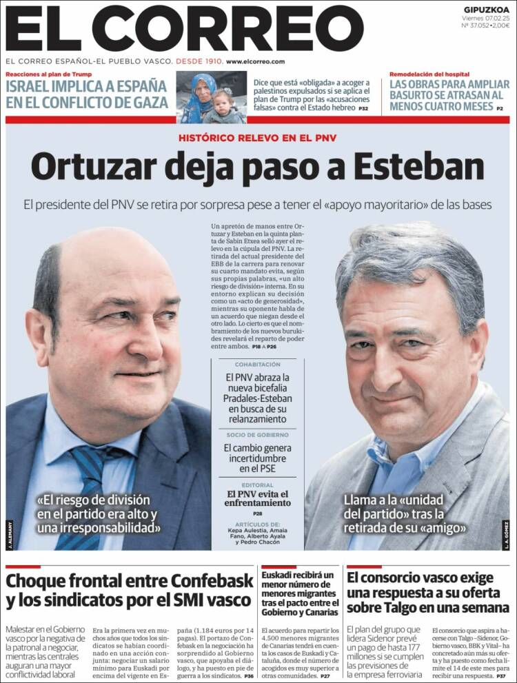 Portada de El Correo - Guipuzcoa (España)
