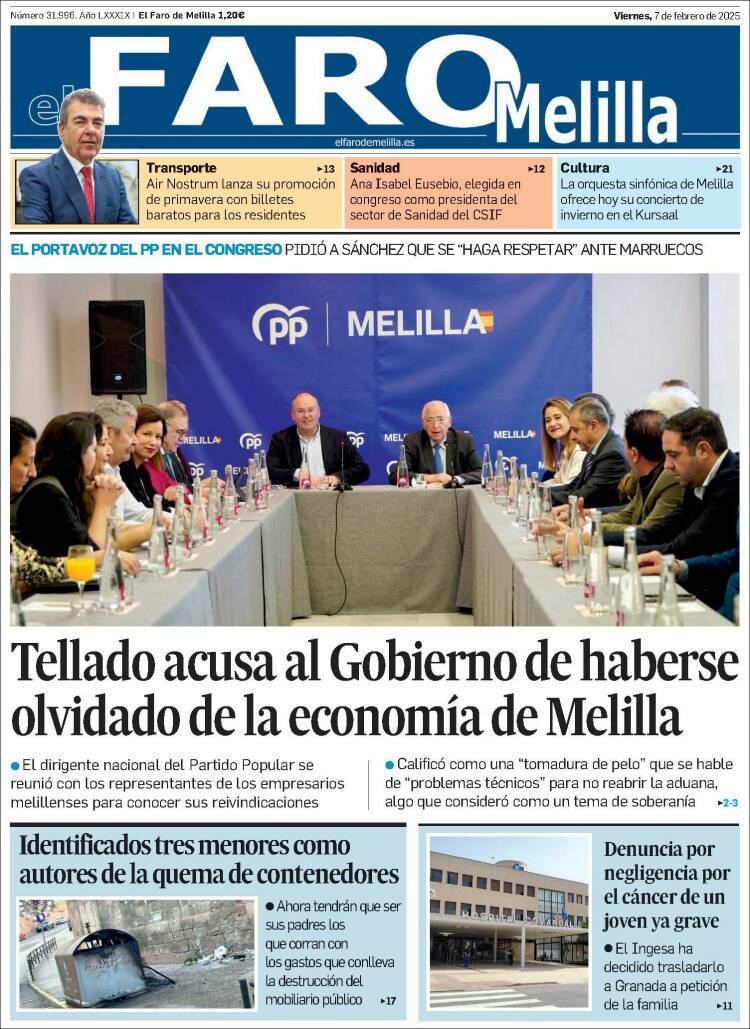 Portada de El Faro de Melilla (España)