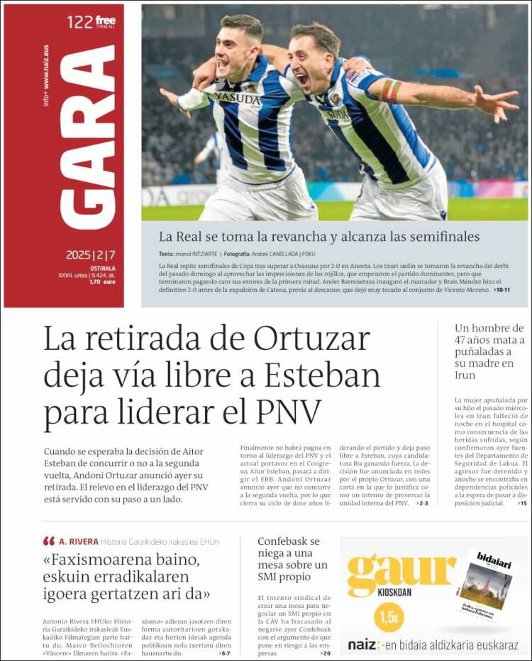Portada de Gara (España)